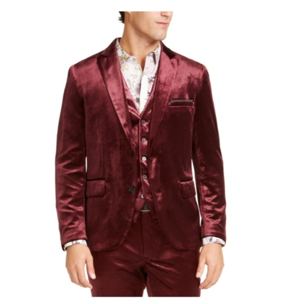 I.N.C Men's Burgundy Velvet Blazer